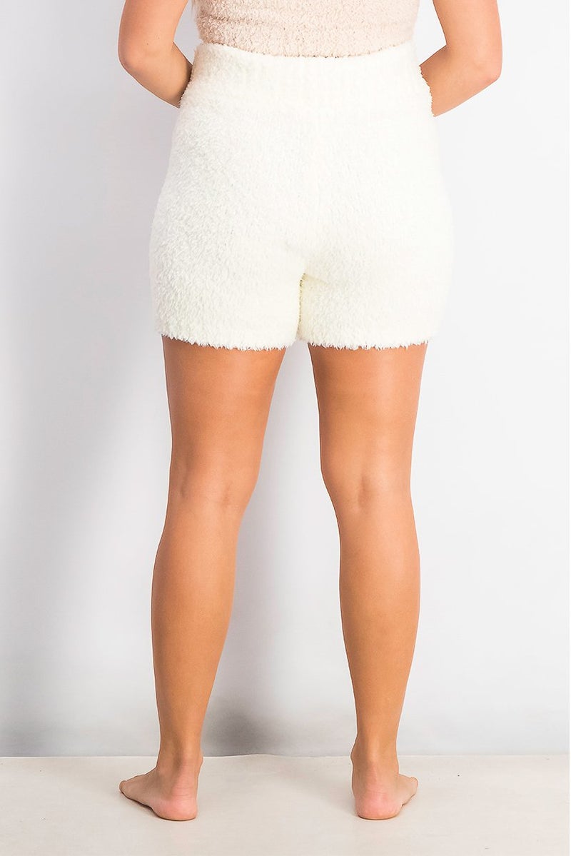 XOXO Women Textured Comfort Knit Lounge Shorts, Ivory - Image 2